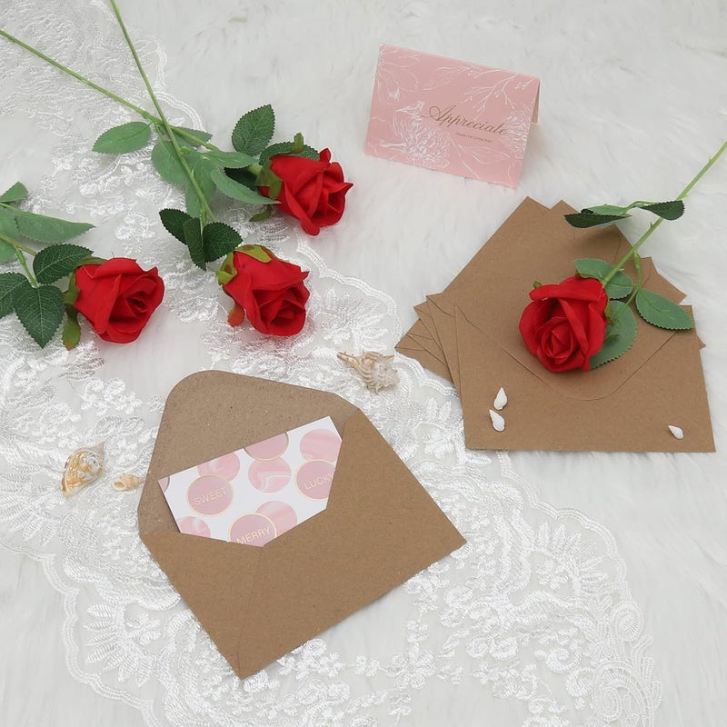 Keketer 100 Pack Kraft 4x6 Envelopes, Contour Flap A4 Envelopes for Engagement Invites, Weddings Invitation, announcements, Baby shower, Perfect for RSVP Card 120gsm, 4.5 x 6.4 Inches - 100% Recycled - Image 2